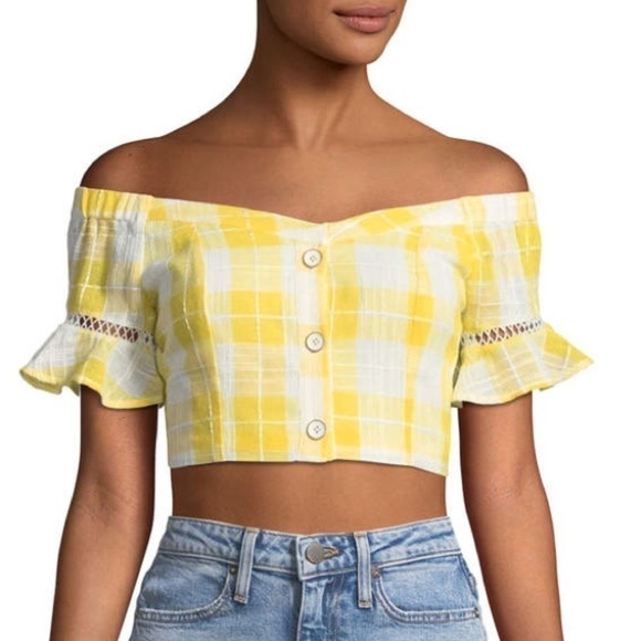 Red Carter Yellow Gingham Crop Top - Picture 1 of 2